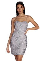 Paisley Formal Embroidered Mini Dress