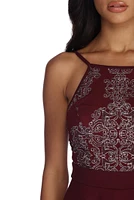 Kairi Formal Scroll Print Mini Dress