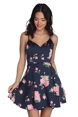 Pia Satin Floral Party Dress