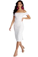Leslie High Slit Midi Lace Dress