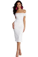 Leslie High Slit Midi Lace Dress