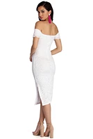 Leslie High Slit Midi Lace Dress