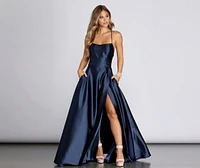 Anne Formal Lattice Satin Dress
