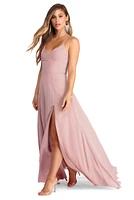 Bethany Formal High Slit Chiffon Dress