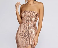 Ines Strapless Sequin Slit Gown
