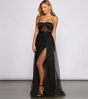 Cintra Mesh Tulle Bustier Gown