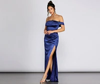 Madonna Satin Evening Gown