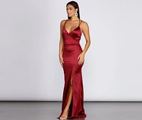 Chelsea Satin High Slit Dress