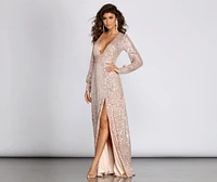Lucille Formal Long Sleeve Sequin Dress