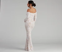 Sierra Sequin Off The Shoulder Formal Dress