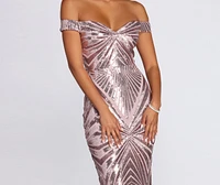 Lilith Off-Shoulder Sequin Evening Gown