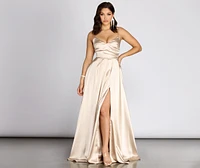 Kristen Satin A-Line Evening Gown