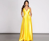 Maple Pleated Satin Cross Back Dress