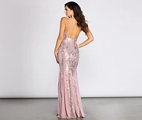 Amelia Formal Sequin Scroll Dress