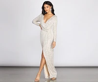 Bella Formal Sequin Wrap Dress