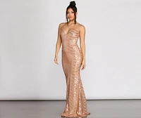 Kim Formal Draped Sequin Dress