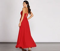 Kai Chiffon Lace Up Back A-Line Dress