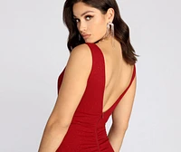 Joesphine Glitter Crepe Deep V Formal Dress