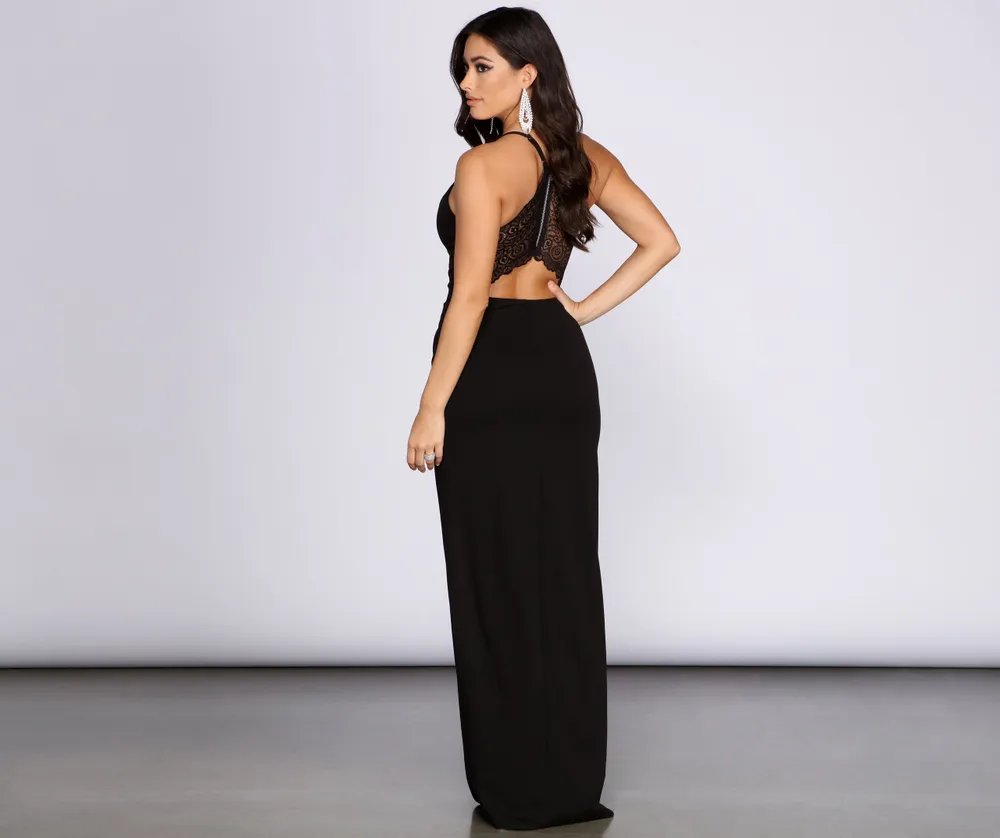 Addie Formal Open Back Crepe Dress