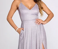 Kerry Glitter Lace Up Back A Line Dress