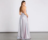 Stefanie Glitter Shine Cross Back A-Line Dress