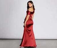 Jane Satin Off Shoulder Dress
