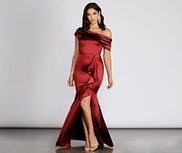 Jane Satin Off Shoulder Dress