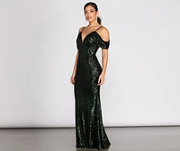 Jillian Deep V Sequin Dress