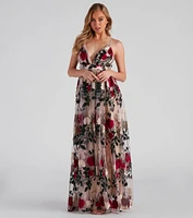 Charena Formal Embroidered Floral Tulle Dress