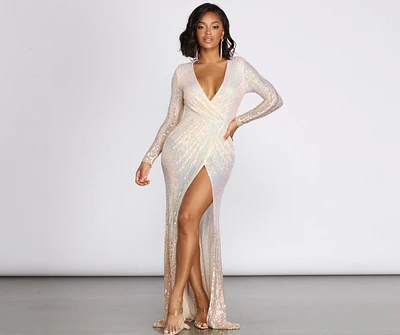 Kenia Ombre Sequin Wrap Dress