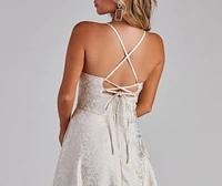 Adalyn Brocade High Slit Dress