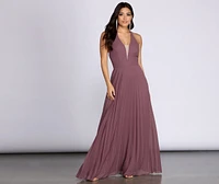 Vada Pleated Chiffon Halter Dress