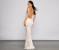 Blair Sequin Scroll Sleeveless Formal Dress