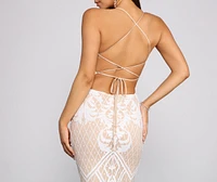 Blair Sequin Scroll Sleeveless Formal Dress