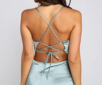 Cassie Sleeveless Satin High Slit Formal Dress