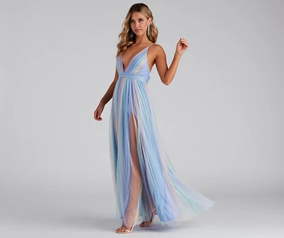Nylah Pleated Rainbow A-Line Dress