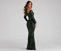 Sierra Sequin Off The Shoulder Formal Dress