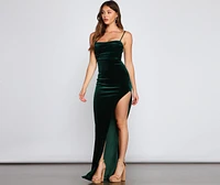 Lola High Slit Velvet Dress