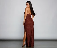 Leann Formal High Slit Glitter Dress