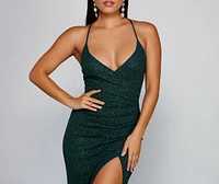 Leann Formal High Slit Glitter Dress