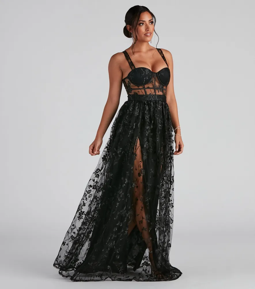 Windsor Alina Formal Illusion Lace A-Line Dress