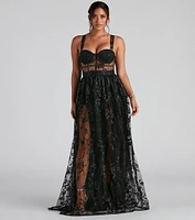 Alina Formal Illusion Lace A-Line Dress