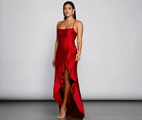 Paige Ruffled Wrap-Front Formal Dress