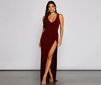 Serena Formal High Slit Lurex Dress