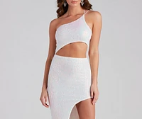 Lexie One-Shoulder Sequin Cutout Dress