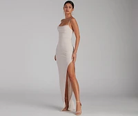Lola High Slit Crepe Dress
