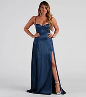 Jaxine Formal Satin Corset Dress