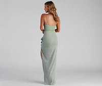 Constance Formal Ruffled Glitter Dress