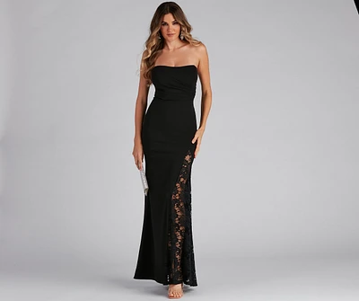 Clyde Formal Crepe Corset Lace Mermaid Dress