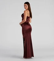 Edith Formal Satin V-Notch Dress